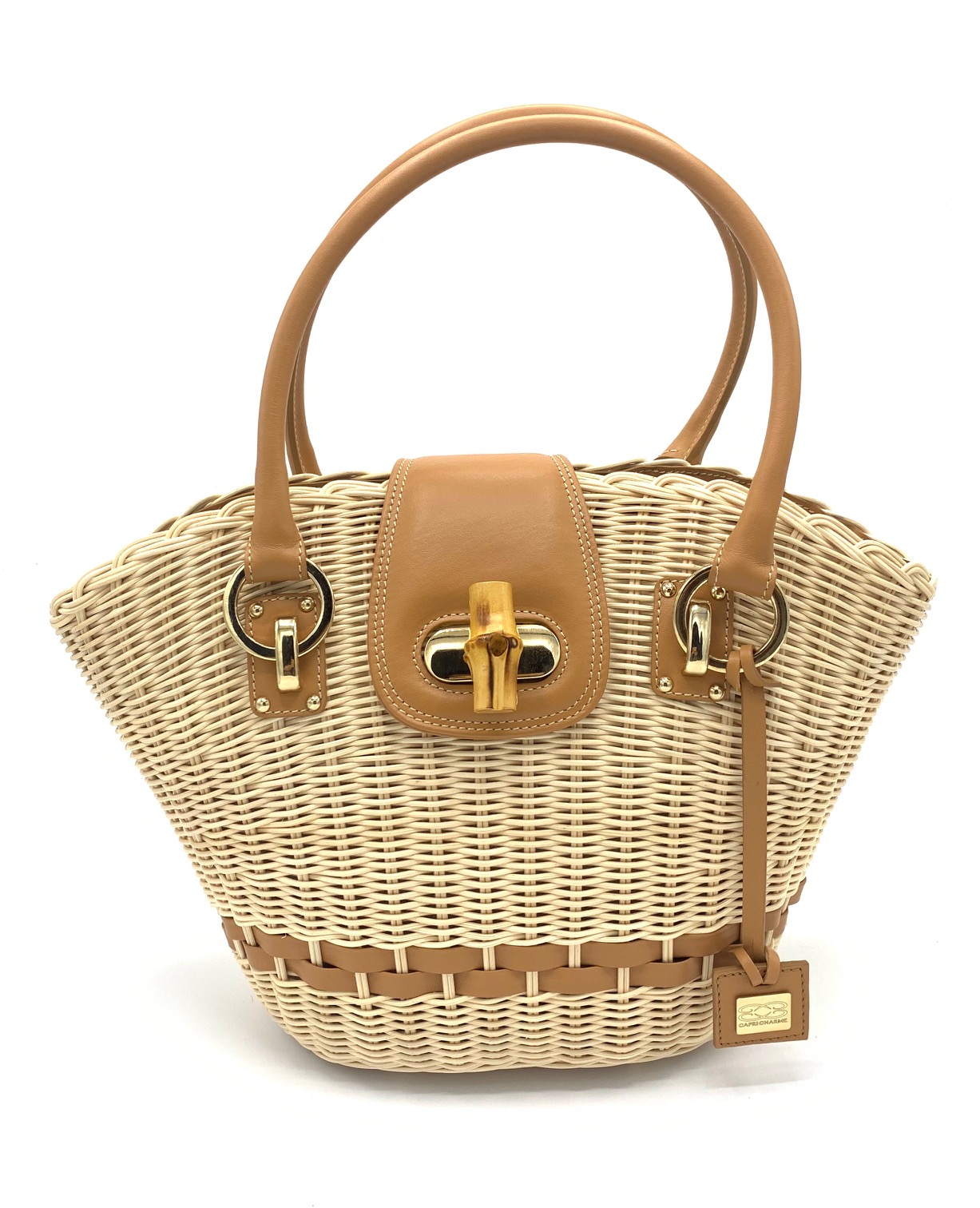 Tote bag Saint Martin in natural wicker/toffee